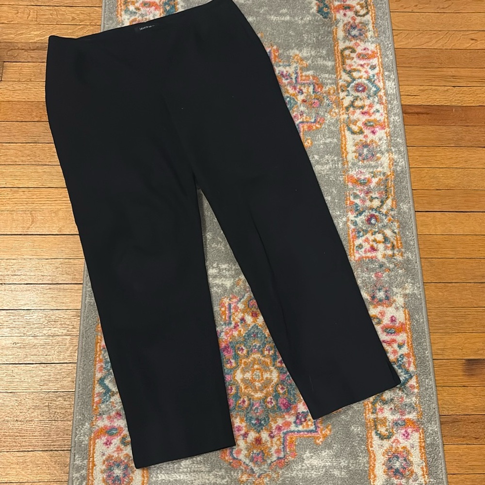 Lafayette black straight leg pants. Side zipper.